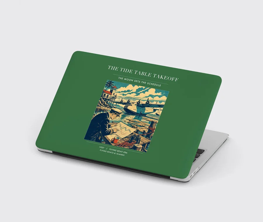 VINTAGE G4272 - The Tide Table Takeoff - Designed MacBook Cases design on green