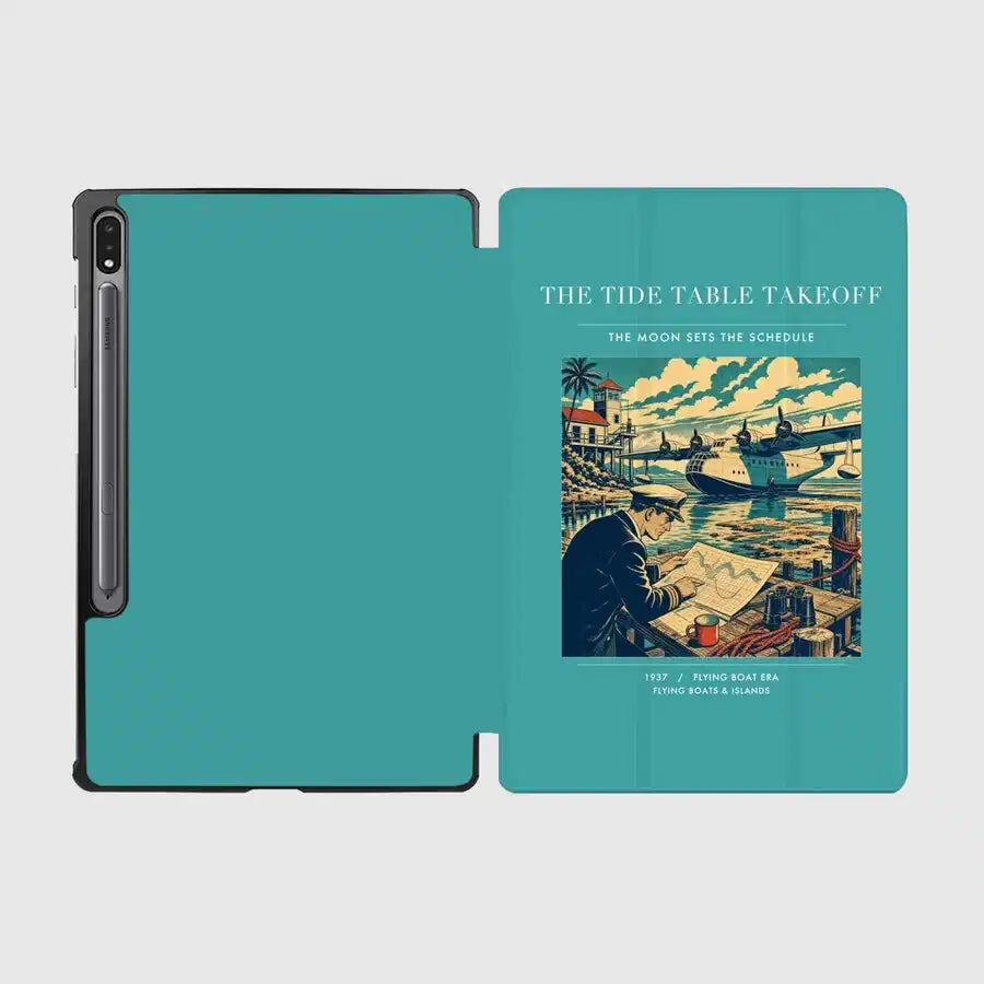 VINTAGE G4272 - The Tide Table Takeoff - Designed iPad & Samsung Tablet Cases design on turquoise samsung
