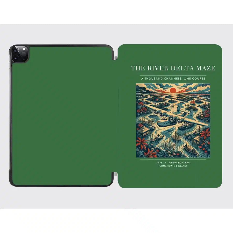 VINTAGE G4274 - The River Delta Maze - Designed iPad & Samsung Tablet Cases design on green ipad