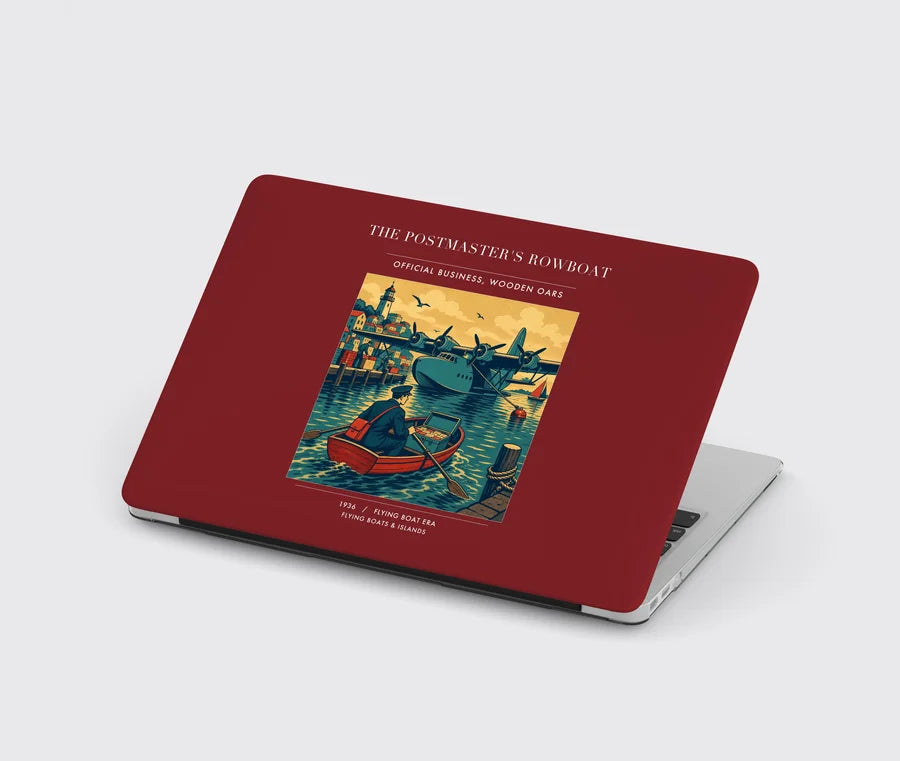 VINTAGE G4278 - The Postmaster's Rowboat - Designed MacBook Cases design on darkred