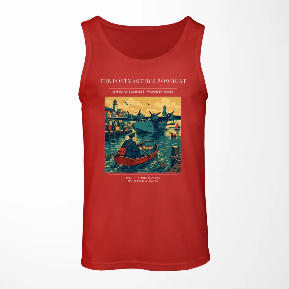 VINTAGE G4278 - The Postmaster's Rowboat - Designed Tank Tops design on red