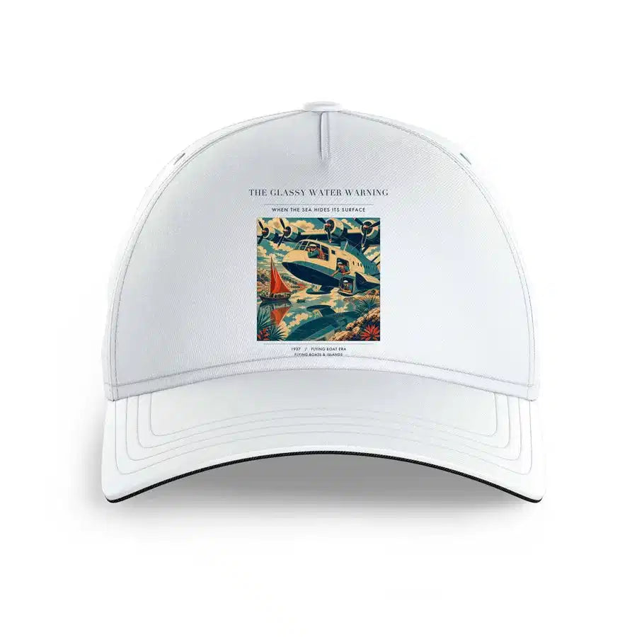 VINTAGE G4280 - The Glassy Water Warning - Printed Hat design on white