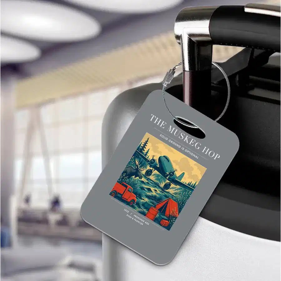 VINTAGE G4282 - The Muskeg Hop - Acrylic Luggage Tags design on gray