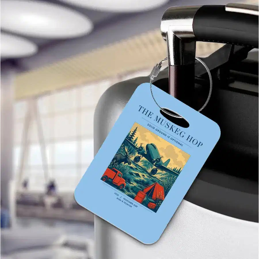 VINTAGE G4282 - The Muskeg Hop - Acrylic Luggage Tags design on lightblue