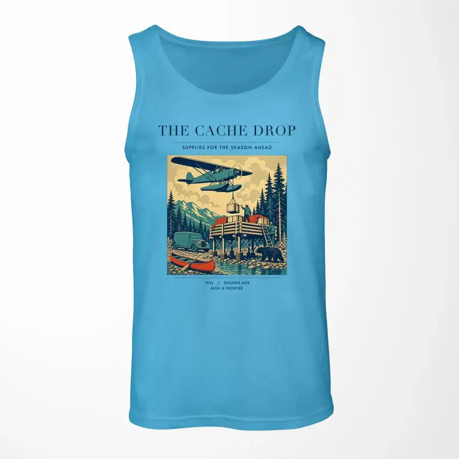VINTAGE G4283 - The Cache Drop - Designed Tank Tops design on skyblue