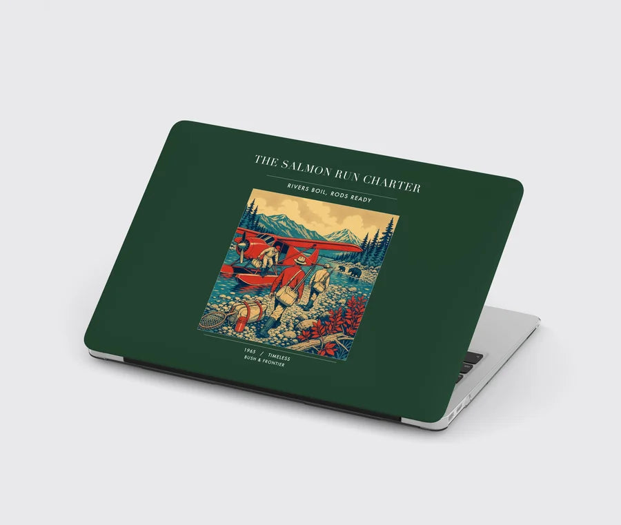 VINTAGE G4289 - The Salmon Run Charter - Designed MacBook Cases design on darkgreen