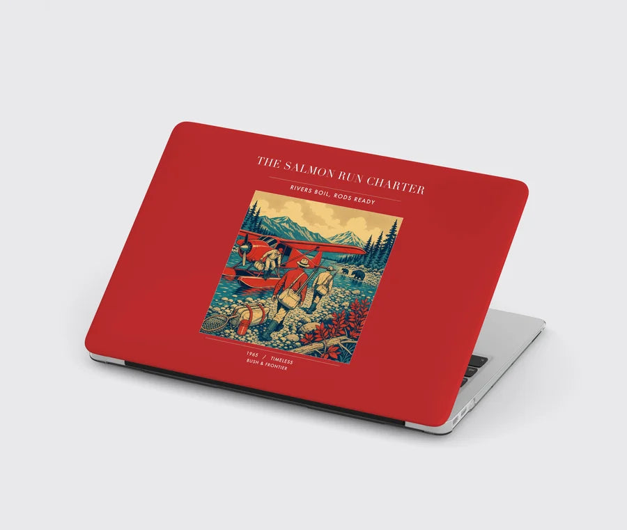 VINTAGE G4289 - The Salmon Run Charter - Designed MacBook Cases design on red