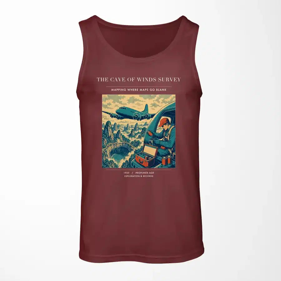 VINTAGE G4293 - The Cave Of Winds Survey - Designed Tank Tops design on darkred