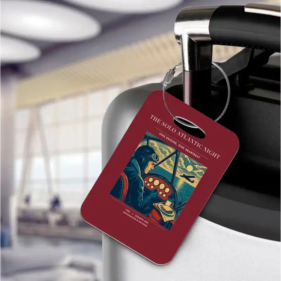 VINTAGE G4294 - The Solo Atlantic Night - Acrylic Luggage Tags design on darkred