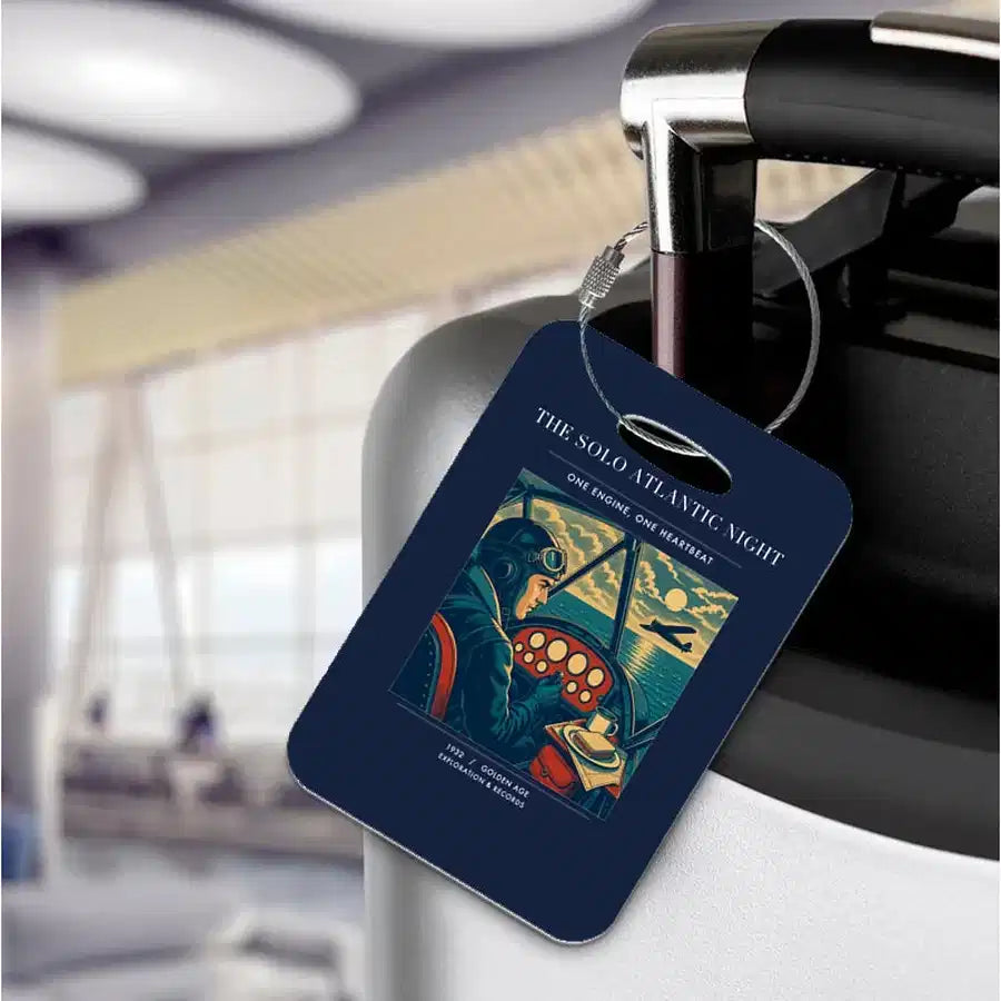 VINTAGE G4294 - The Solo Atlantic Night - Acrylic Luggage Tags design on navyblue