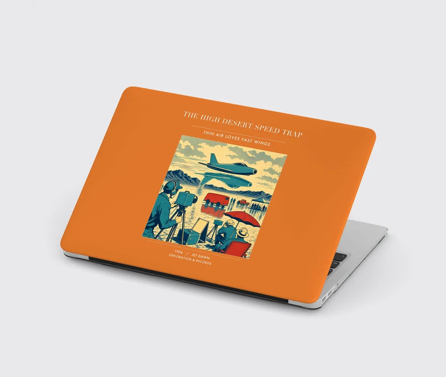 VINTAGE G4295 - The High Desert Speed Trap - Designed MacBook Cases design on orange