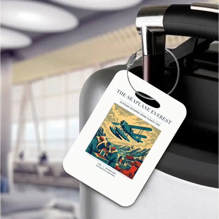 VINTAGE G4296 - The Seaplane Everest - Acrylic Luggage Tags design on white