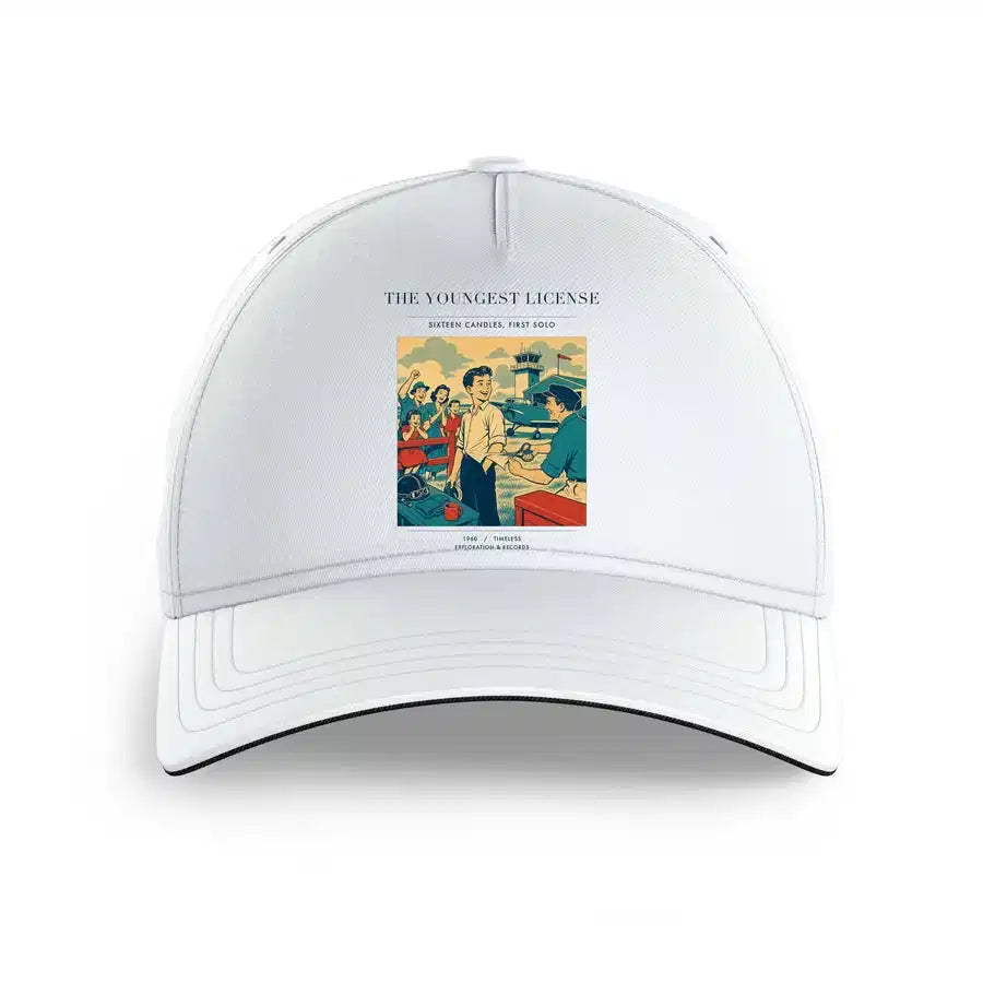 VINTAGE G4298 - The Youngest License - Printed Hat design on white