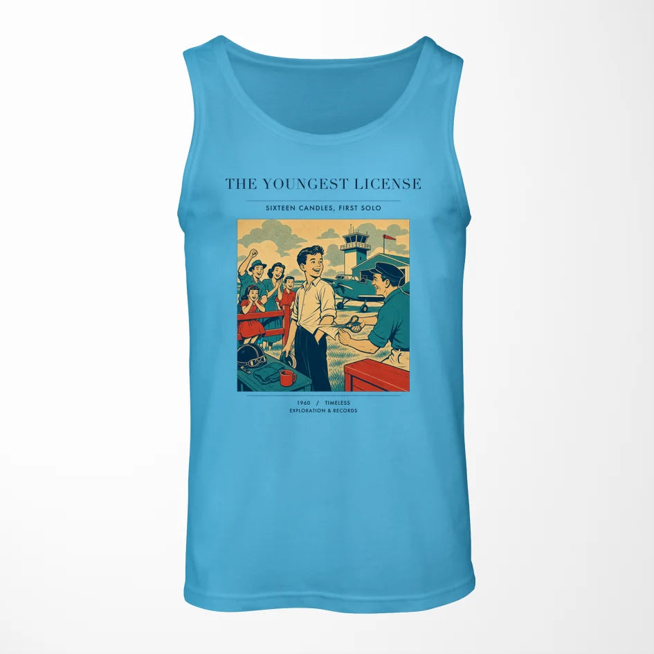 VINTAGE G4298 - The Youngest License - Designed Tank Tops design on skyblue