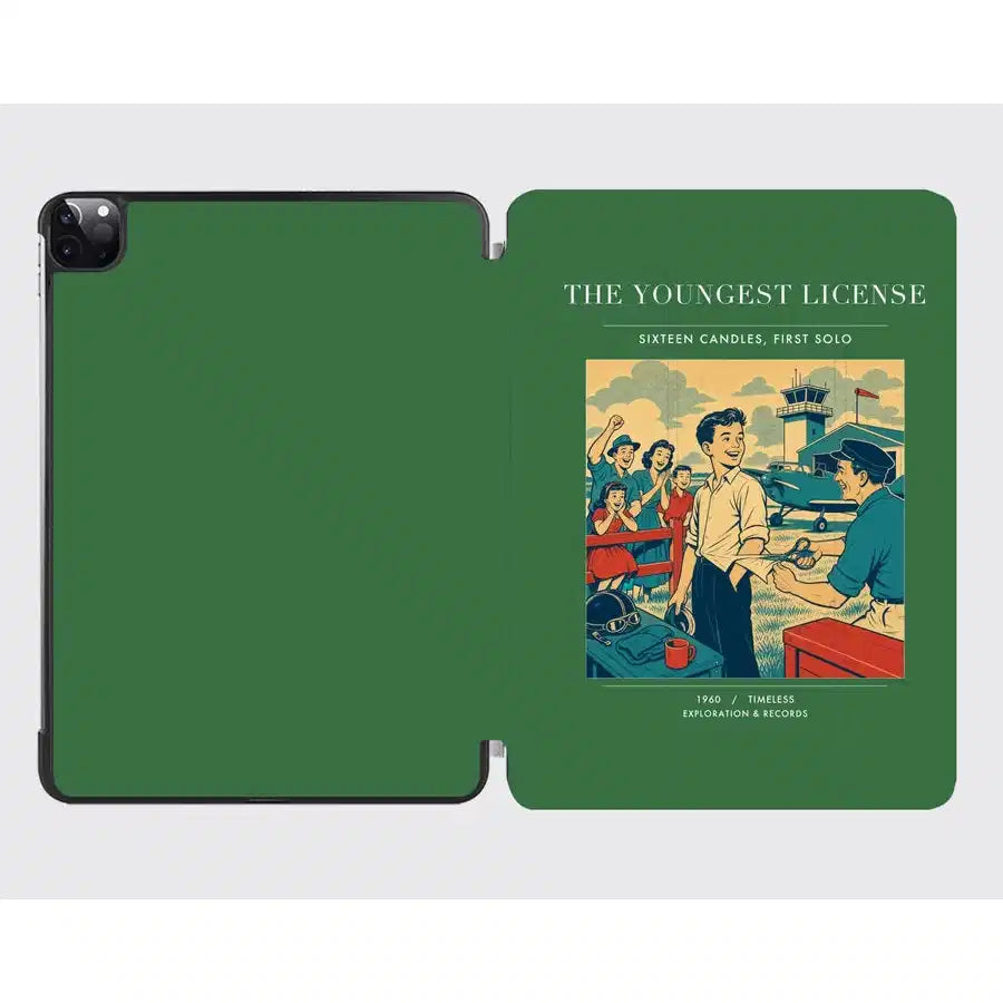 VINTAGE G4298 - The Youngest License - Designed iPad & Samsung Tablet Cases design on green ipad
