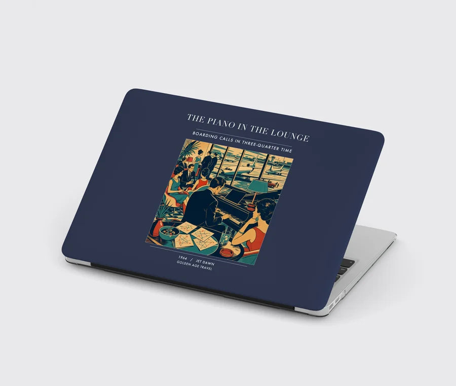 VINTAGE G4301 - The Piano In The Lounge - Designed MacBook Cases design on navyblue