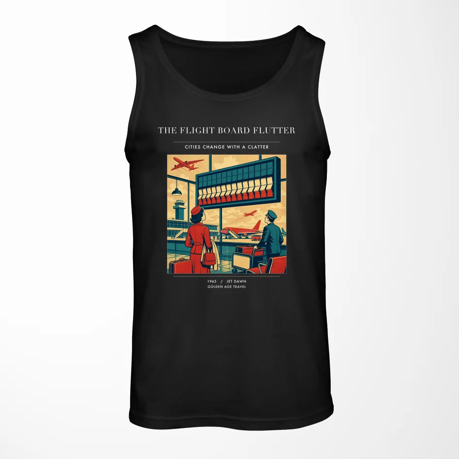 VINTAGE G4302 - The Flight Board Flutter - Designed Tank Tops design on black
