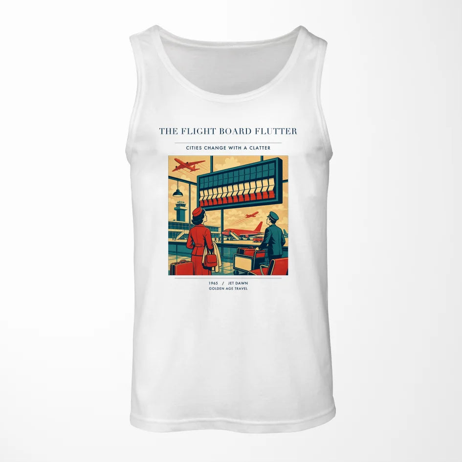 VINTAGE G4302 - The Flight Board Flutter - Designed Tank Tops design on white