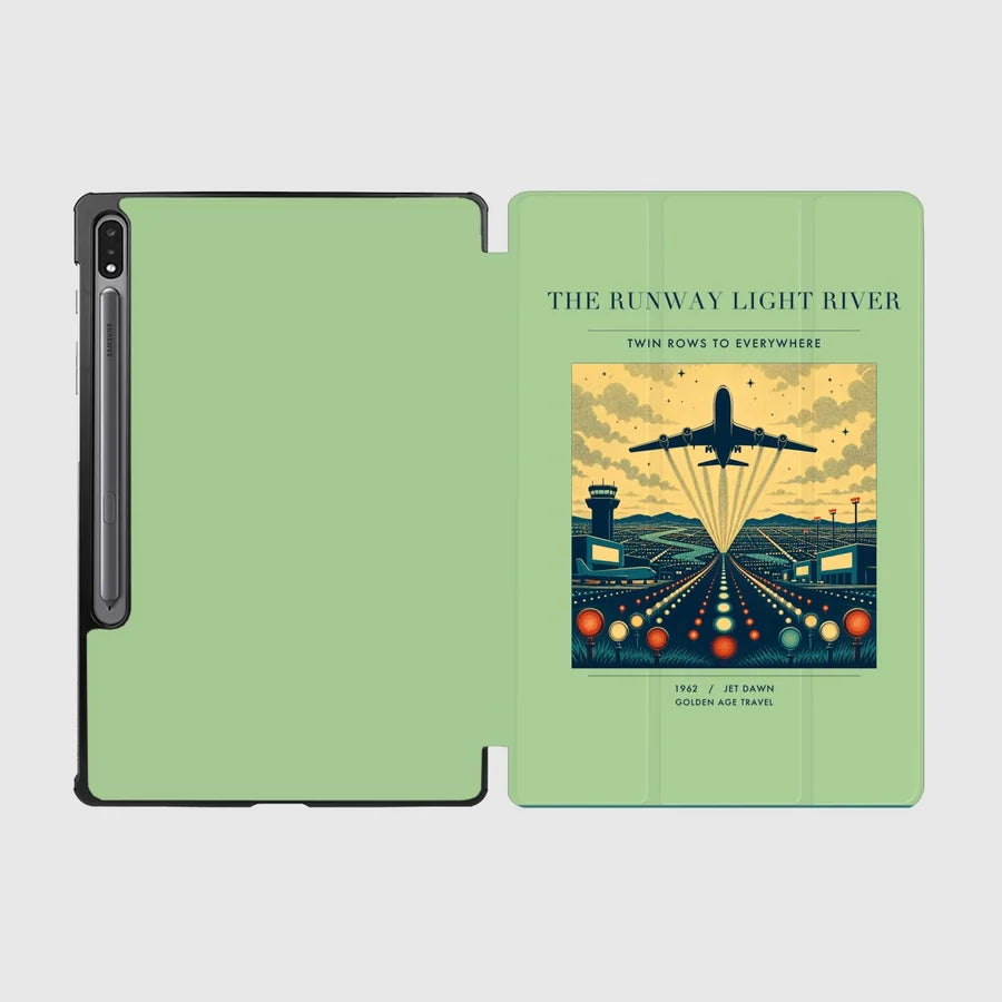 VINTAGE G4303 - The Runway Light River - Designed iPad & Samsung Tablet Cases design on lightgreen samsung