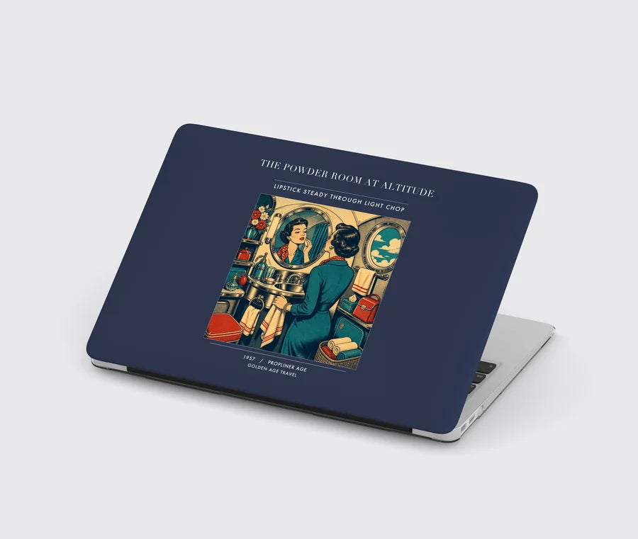 VINTAGE G4305 - The Powder Room At Altitude - Designed MacBook Cases design on navyblue