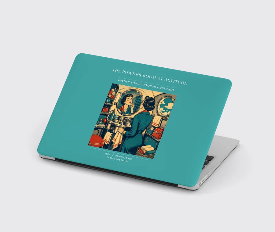 VINTAGE G4305 - The Powder Room At Altitude - Designed MacBook Cases design on turquoise