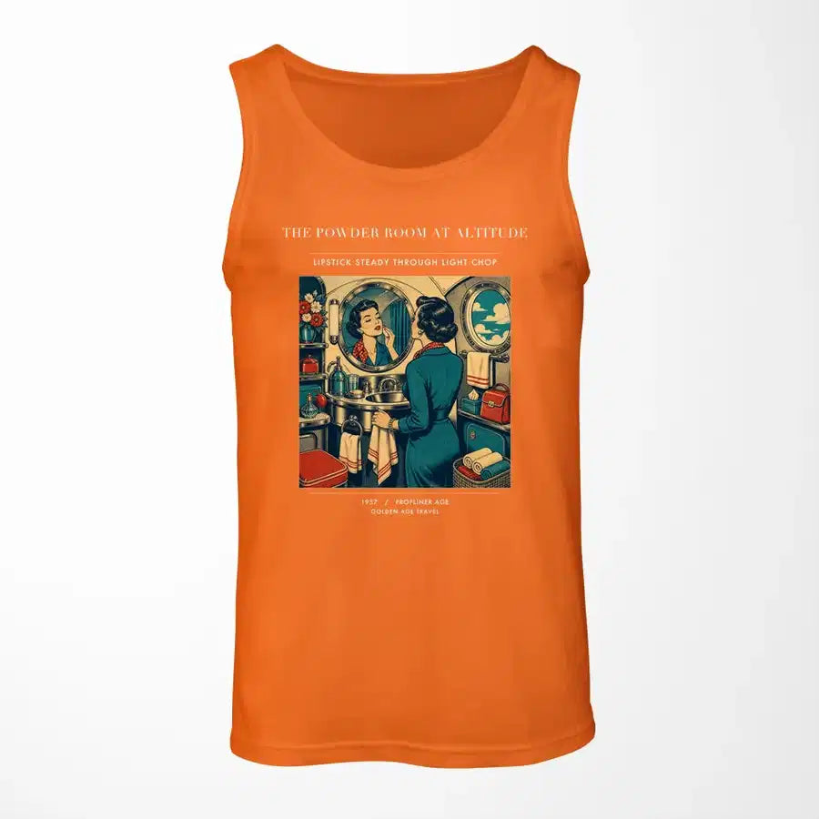 VINTAGE G4305 - The Powder Room At Altitude - Designed Tank Tops design on orange