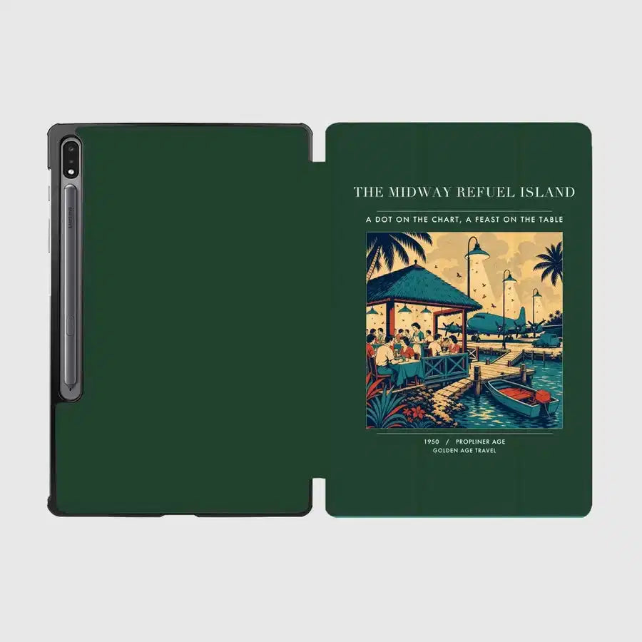 VINTAGE G4309 - The Midway Refuel Island - Designed iPad & Samsung Tablet Cases design on darkgreen samsung
