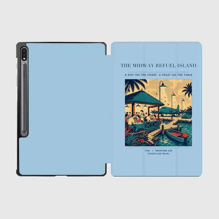 VINTAGE G4309 - The Midway Refuel Island - Designed iPad & Samsung Tablet Cases design on lightblue samsung