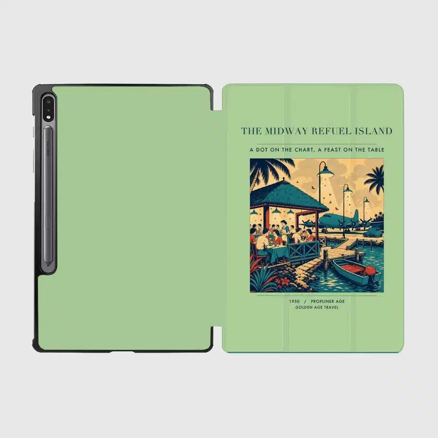 VINTAGE G4309 - The Midway Refuel Island - Designed iPad & Samsung Tablet Cases design on lightgreen samsung