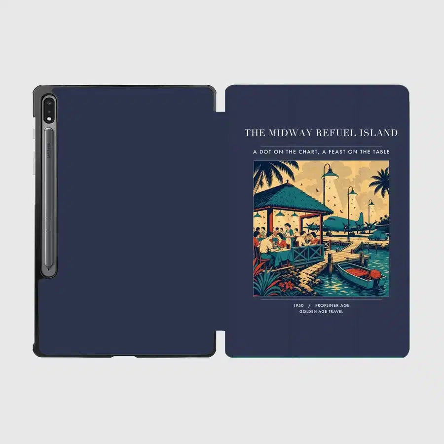 VINTAGE G4309 - The Midway Refuel Island - Designed iPad & Samsung Tablet Cases design on navyblue samsung
