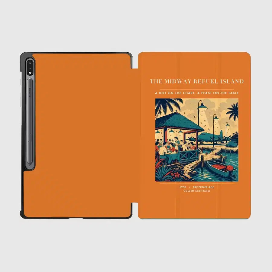 VINTAGE G4309 - The Midway Refuel Island - Designed iPad & Samsung Tablet Cases design on orange samsung