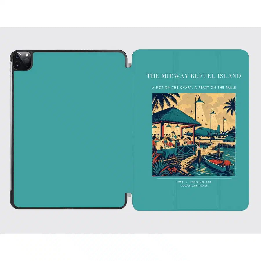 VINTAGE G4309 - The Midway Refuel Island - Designed iPad & Samsung Tablet Cases design on turquoise ipad
