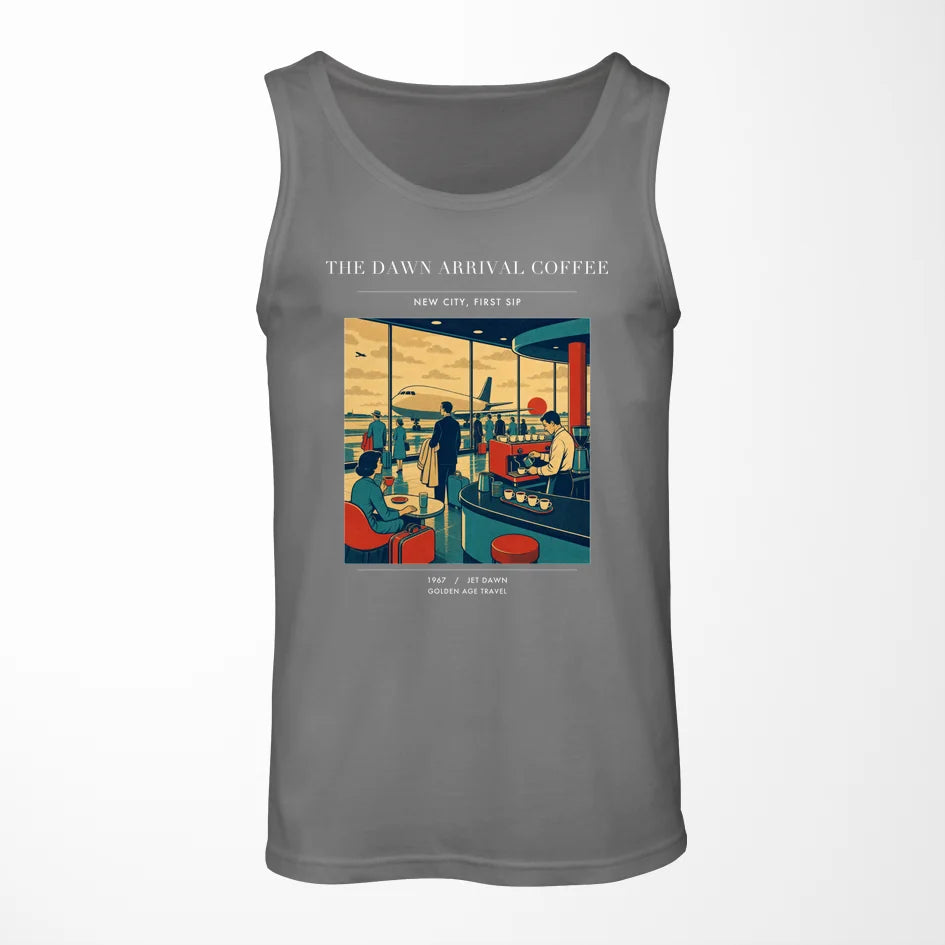 VINTAGE G4310 - The Dawn Arrival Coffee - Designed Tank Tops design on gray