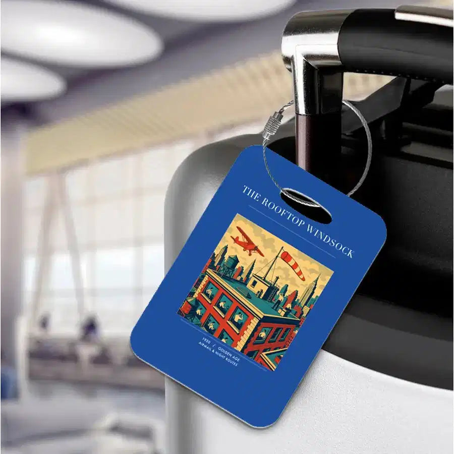 VINTAGE G4312 - The Rooftop Windsock - Acrylic Luggage Tags design on blue