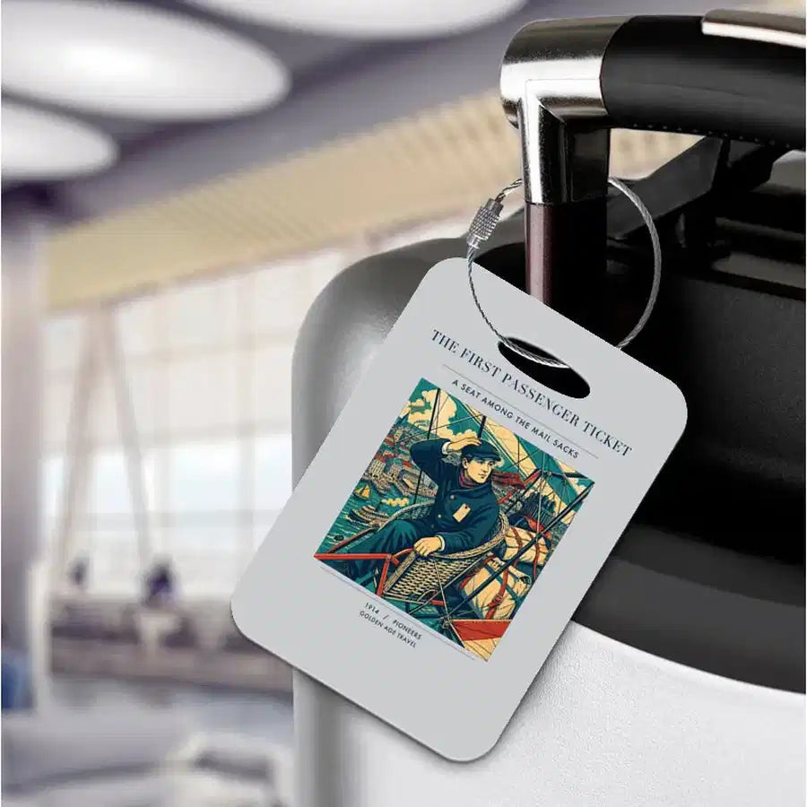 VINTAGE G4321 - The First Passenger Ticket - Acrylic Luggage Tags design on lightgray