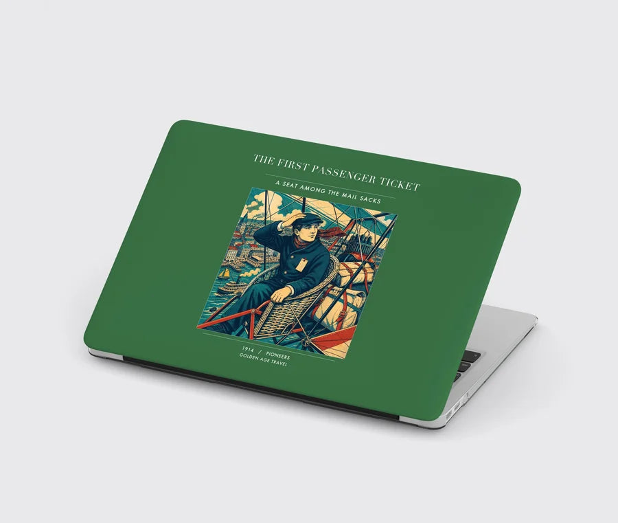 VINTAGE G4321 - The First Passenger Ticket - Designed MacBook Cases design on green