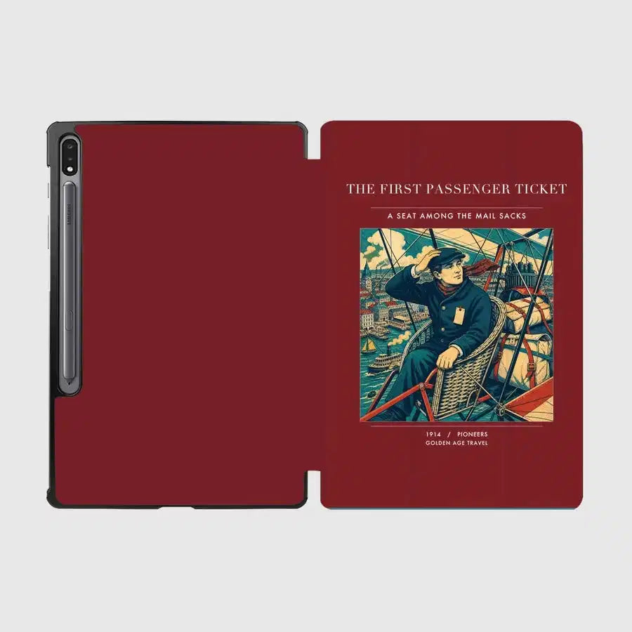 VINTAGE G4321 - The First Passenger Ticket - Designed iPad & Samsung Tablet Cases design on darkred samsung