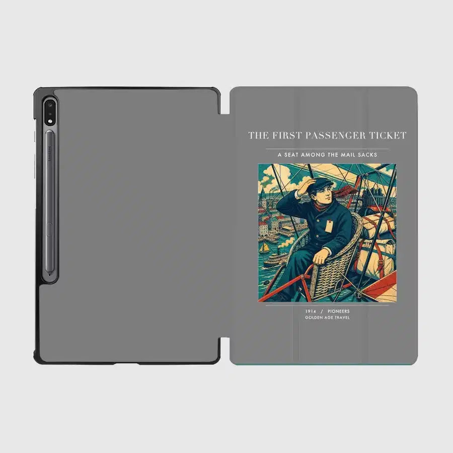 VINTAGE G4321 - The First Passenger Ticket - Designed iPad & Samsung Tablet Cases design on gray samsung