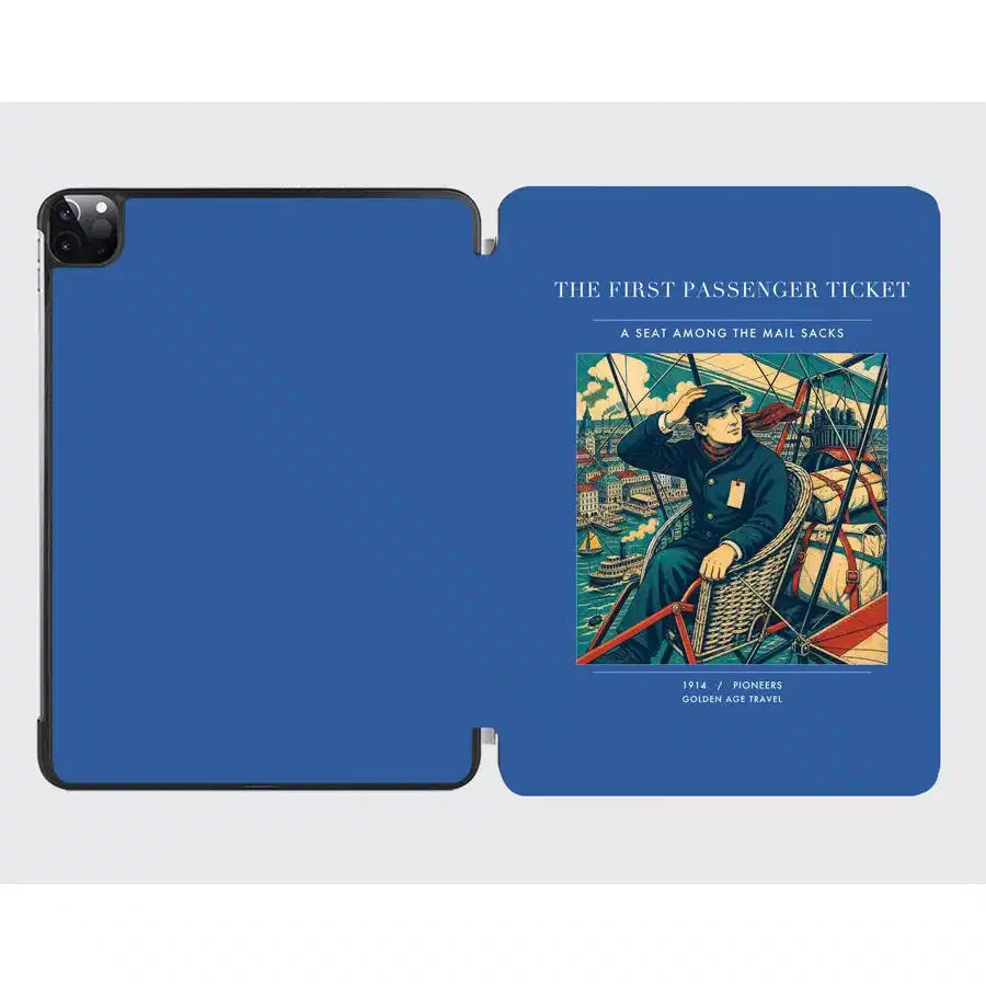 VINTAGE G4321 - The First Passenger Ticket - Designed iPad & Samsung Tablet Cases design on blue ipad