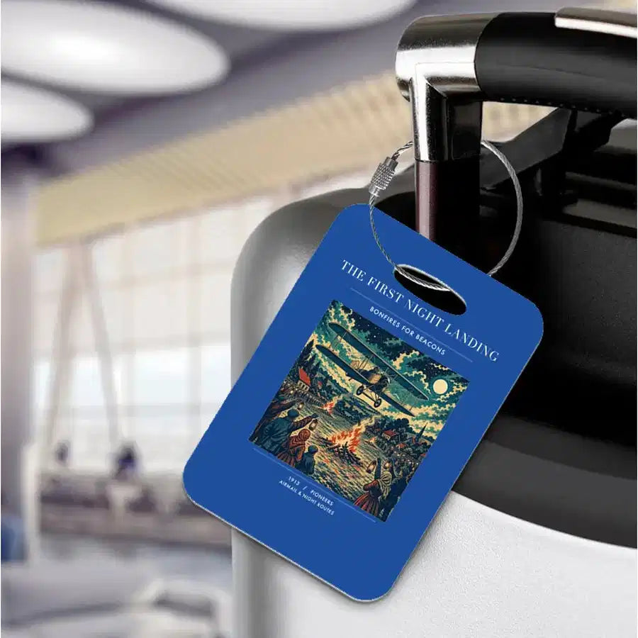 VINTAGE G4327 - The First Night Landing - Acrylic Luggage Tags design on blue
