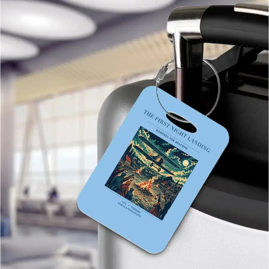 VINTAGE G4327 - The First Night Landing - Acrylic Luggage Tags design on lightblue