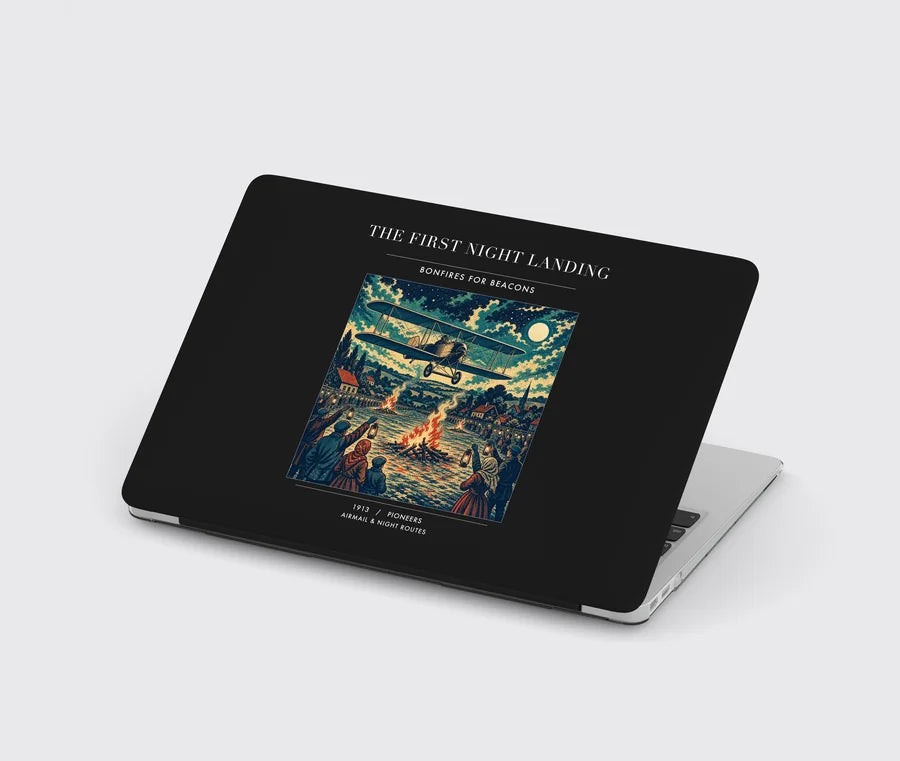 VINTAGE G4327 - The First Night Landing - Designed MacBook Cases design on black