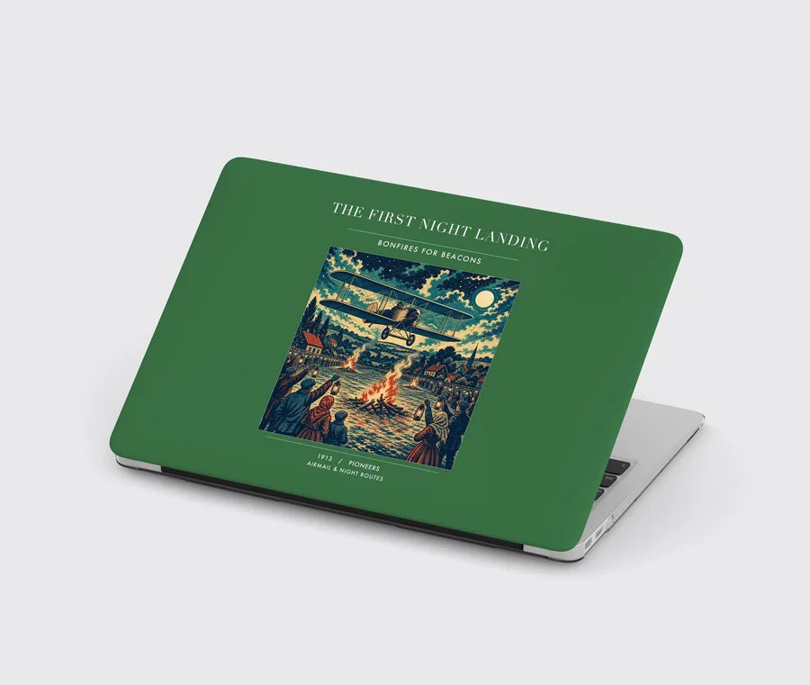 VINTAGE G4327 - The First Night Landing - Designed MacBook Cases design on green