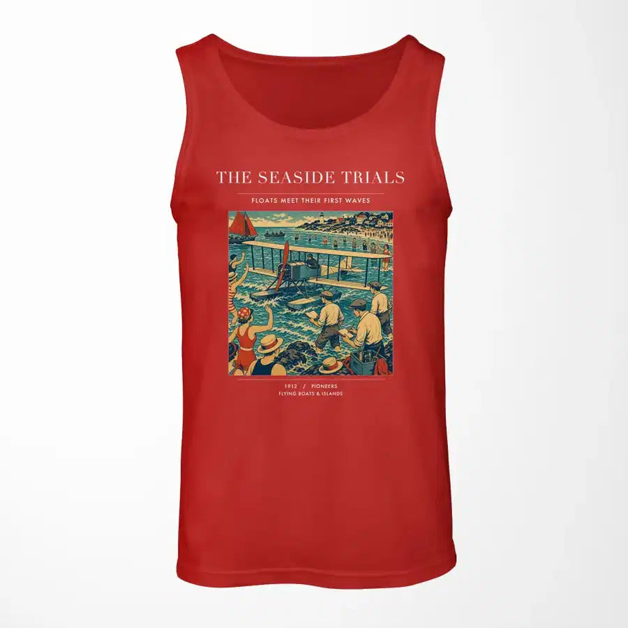 VINTAGE G4328 - The Seaside Trials - Designed Tank Tops design on red