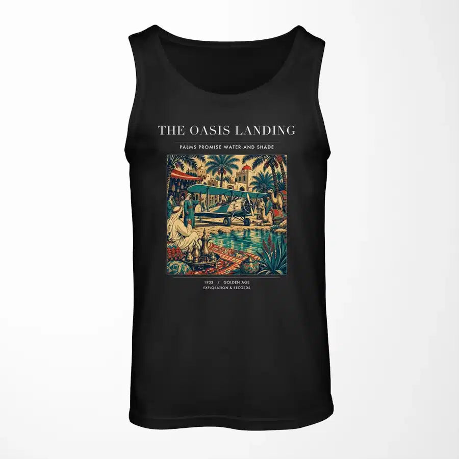 VINTAGE G4331 - The Oasis Landing - Designed Tank Tops design on black