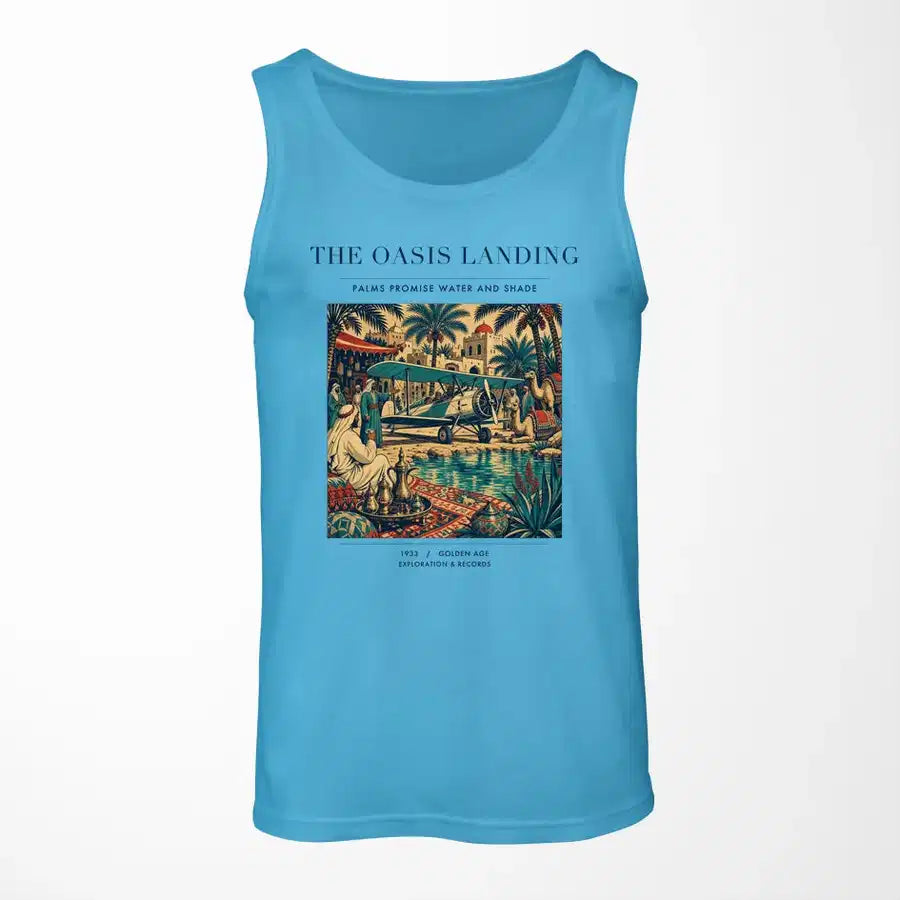 VINTAGE G4331 - The Oasis Landing - Designed Tank Tops design on skyblue
