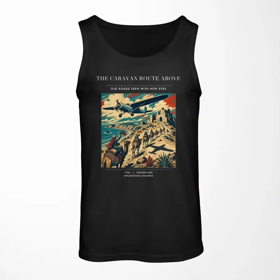 VINTAGE G4332 - The Caravan Route Above - Designed Tank Tops design on black