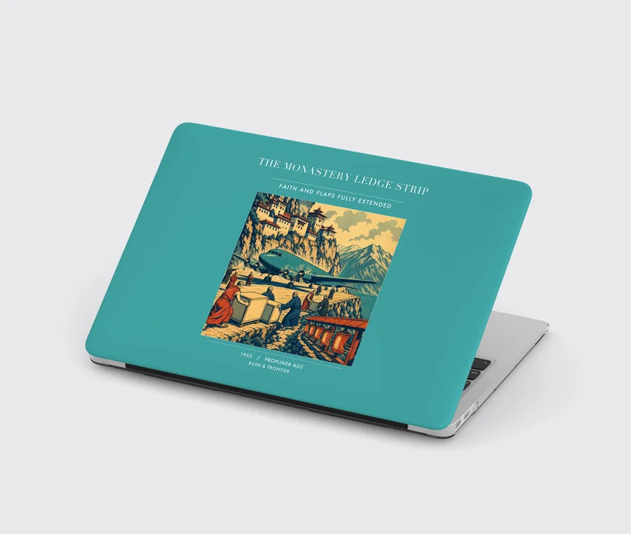 VINTAGE G4341 - The Monastery Ledge Strip - Designed MacBook Cases design on turquoise