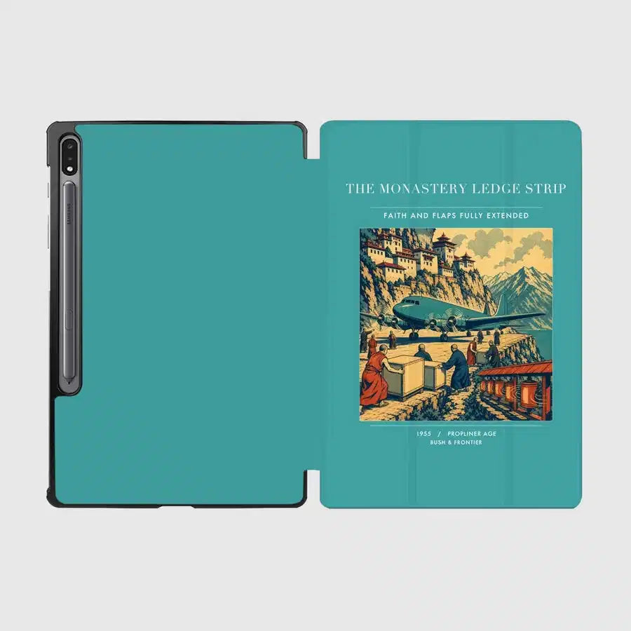 VINTAGE G4341 - The Monastery Ledge Strip - Designed iPad & Samsung Tablet Cases design on turquoise samsung