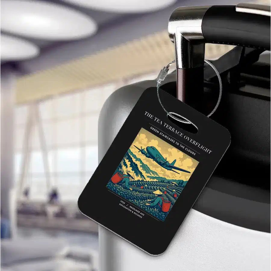 VINTAGE G4342 - The Tea Terrace Overflight - Acrylic Luggage Tags design on black